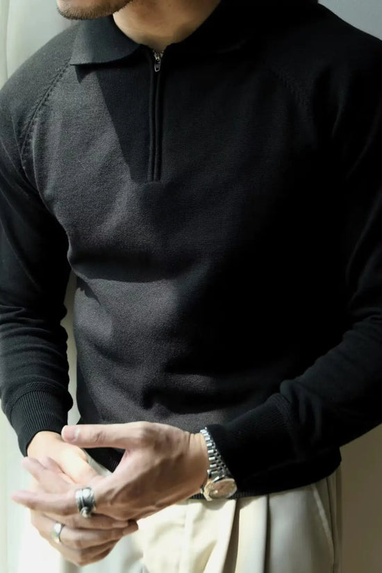 Camisa Polo Tejida con Cremallera Media para Hombre