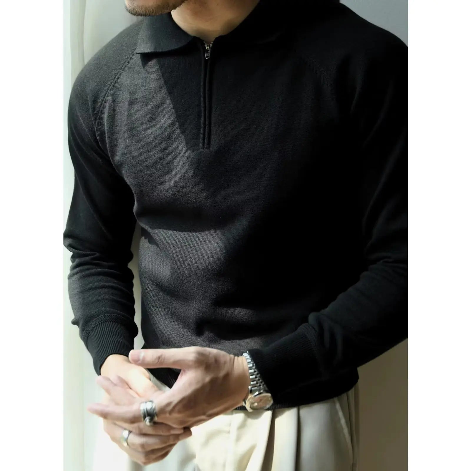 Camisa Polo Tejida con Cremallera Media para Hombre