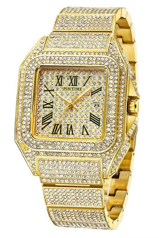 Reloj de Cuarzo con Diamantes Cuadrado