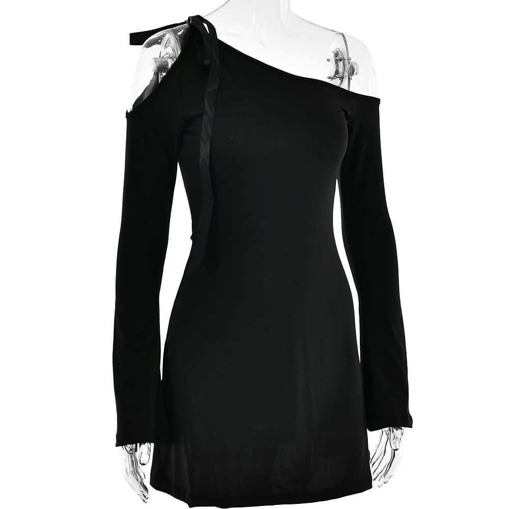 Vestido Largo de Cintura Alta con Mangas y Costuras