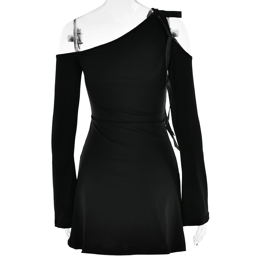 Vestido Largo de Cintura Alta con Mangas y Costuras