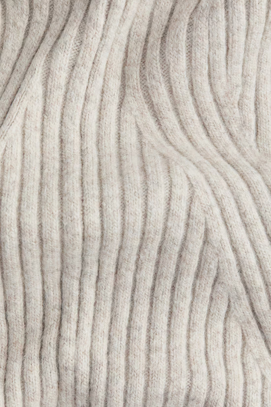 Vestido de Punto Acanalado Sólido de Moda, Cuello Alto