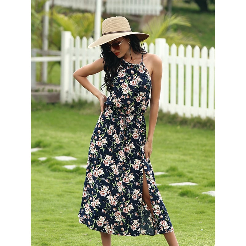 Vestido de Mujer sin Mangas, Media Pantorrilla y Patchwork