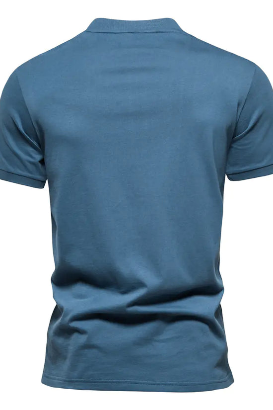 Camiseta de Cuello en V Bordada de Color Sólido para Hombre