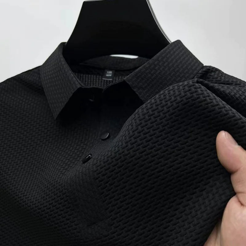 Camiseta Polo de Malla de Seda Helada para Hombre