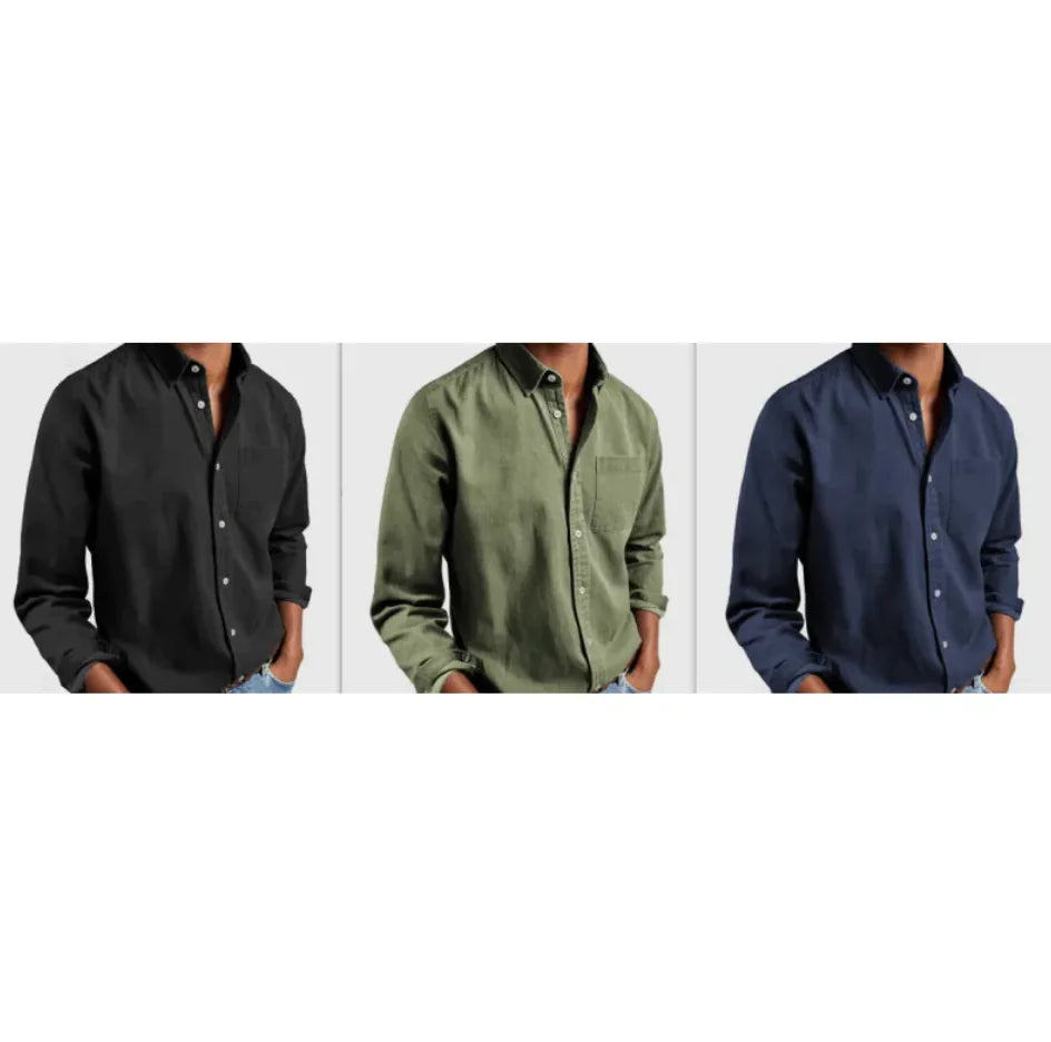 Camisa de Hombre de Manga Larga con Solapa
